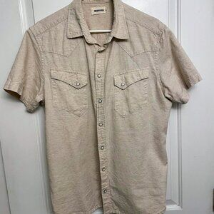 Taylor Stitch Short Sleeve Western Shirt (Natural, Men's Medium)